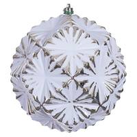 Vickerman 6" Champagne Etch Prism Design White Brush Ornament (4 Pack)