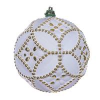 Vickerman 4" Gold Etch Antique Design White Brush Ornament (6 Pack)