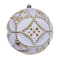 Vickerman 6" Gold Etch Antique Design White Brush Ornament (4 Pack)