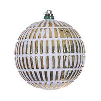 Vickerman 4" Gold Etch Line White Brush Ornament (6 Pack)