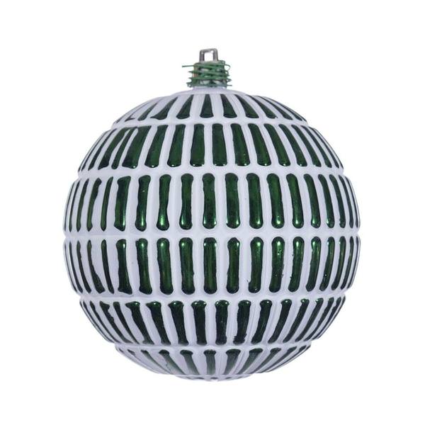 4" Emerald Etch Line White Brush Ornament (6 Pack)