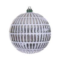 Vickerman 4" Champagne Etch Line White Brush Ornament (6 Pack)