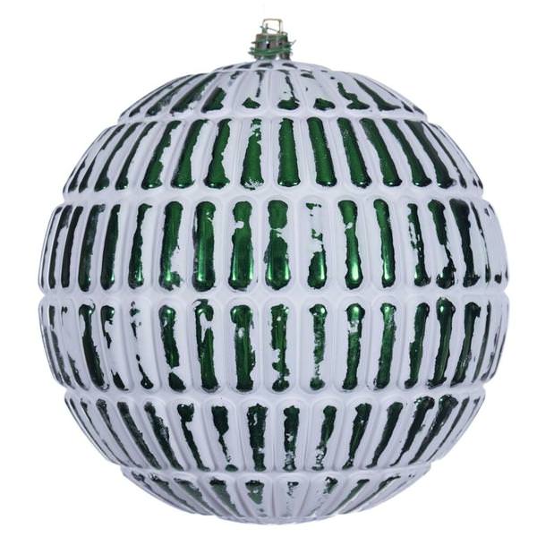 6" Emerald Etch Line White Brush Ornament (4 Pack)