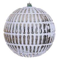 Vickerman 6" Champagne Etch Line White Brush Ornament (4 Pack)