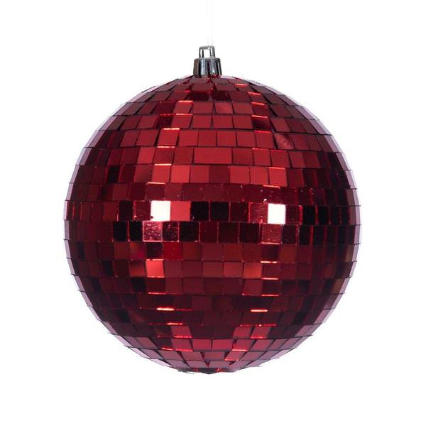 4.75" Red Mirror Ball Ornament (4 Pack)