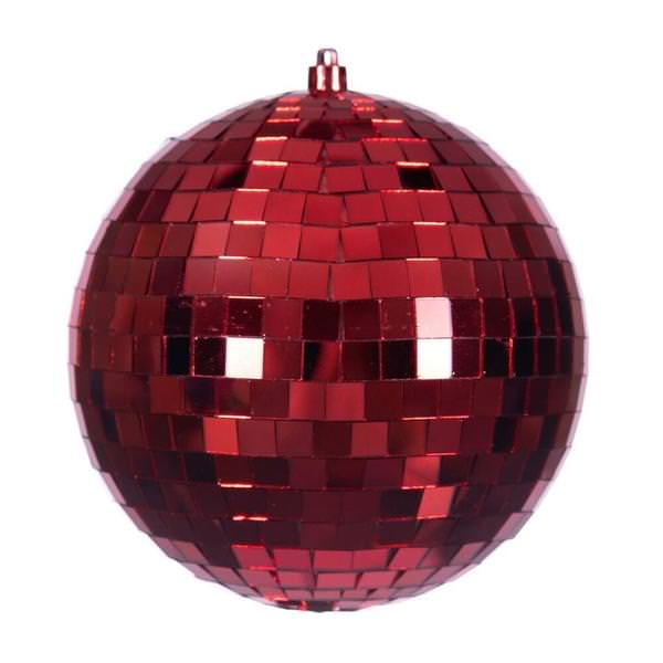 6" Red Mirror Ball Ornament (4 Pack)