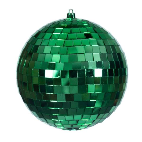 6" Green Mirror Ball Ornament (4 Pack)