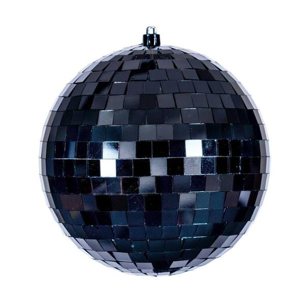 6" Black Mirror Ball Ornament (4 Pack)