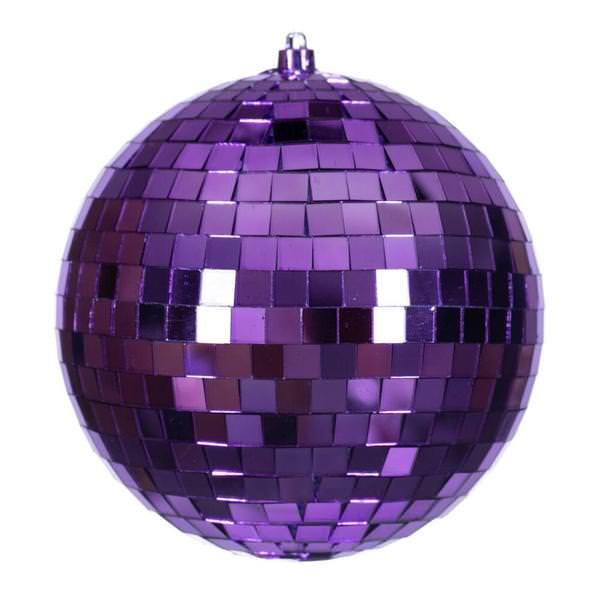 6" Purple Mirror Ball Ornament (4 Pack)