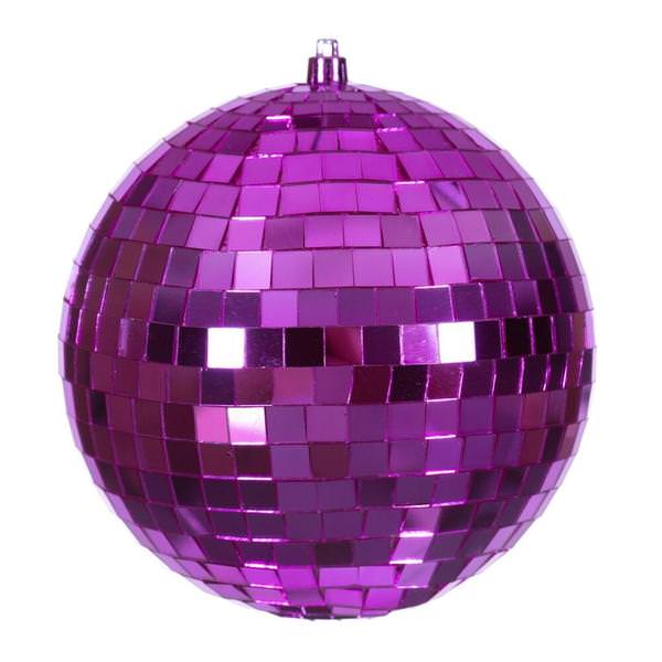 6" Fuchsia Mirror Ball Ornament (4 Pack)