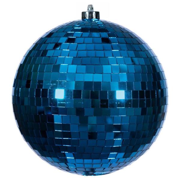 8" Blue Mirror Ball Ornament