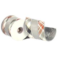 Vickerman 4"x15' Gray Check Pleather Overlay Ribbon
