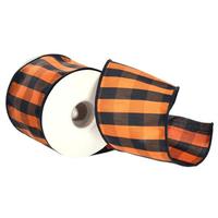 Vickerman 4" x 30' Orange Aspen Checks Ribbon
