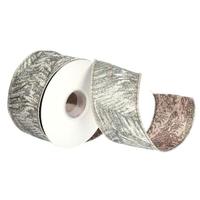 Vickerman 2.5" x 360" Green Jacquard Wired Ribbon
