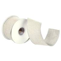 Vickerman 2.5" x 15' Silver Chambre / Metallic Dupion Double Fused Ribbon