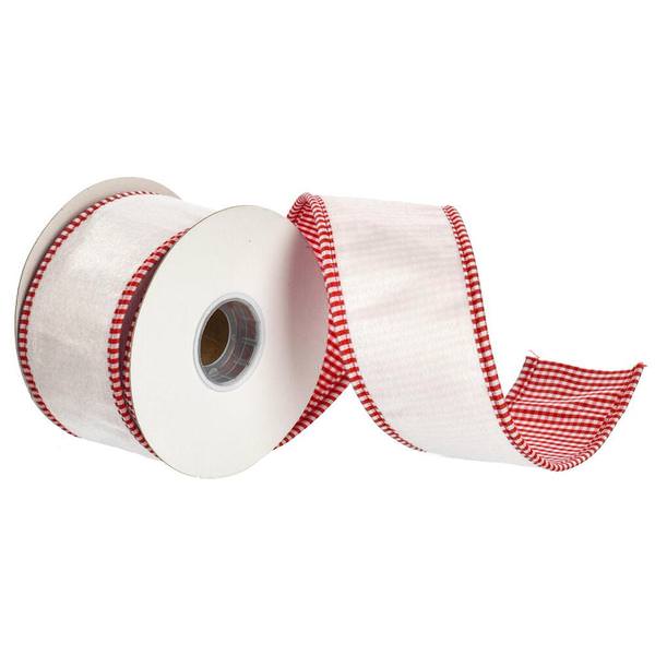 2.5" x 15' Ivory Velvet Striped Taffeta Ribbon