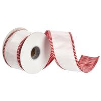 Vickerman 2.5" x 15' Ivory Velvet Striped Taffeta Ribbon
