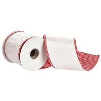 Vickerman 4"x15' Ivory Velvet Striped Taffeta Pipe Ribbon