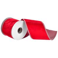 Vickerman 2.5" x 15' Red Velvet Striped Taffeta Piping Ribbon