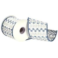Vickerman 4"x30' Blue Jacquard Ribbon