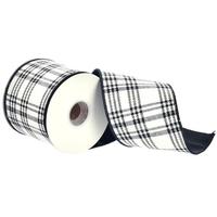 Vickerman 4" x 30' Black Plaid Taffeta Back Ribbon
