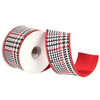 Vickerman 1.5" x 360" Red Plaid Houndstooth Ribbon
