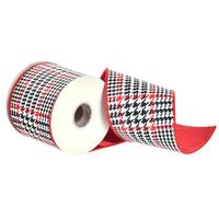 Vickerman 4" x 30' Red Houndstooth Plaid Ribbon