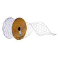Vickerman 2.5" x 360" White Glitter Net Wired Ribbon