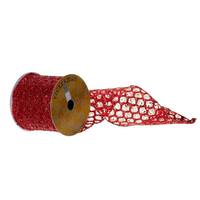 Vickerman 4"x30' Red Glitter Sequin Net Ribbon