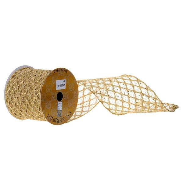 4"x30' Gold Glitter Sequin Net Ribbon