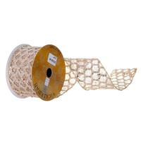 Vickerman 2.5" x 360" Champagne Glitter Net Wired Ribbon