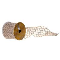 View 4"x30' Champagne Glitter Sequin Net Ribbon