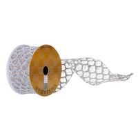 Vickerman 2.5" x 360" Silver Glitter Net Wired Ribbon