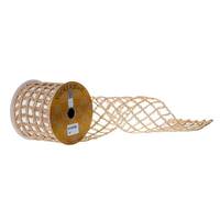 Vickerman 4" x 30' Natural Jute Tinsel Grid Ribbon