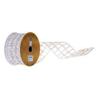 Vickerman 2.5" x 360" White Jute Tinsel Grid Wired Ribbon