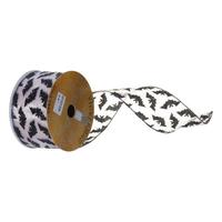 Vickerman 2.5" x 360" Black Mesh Glitter Bat Wired Ribbon