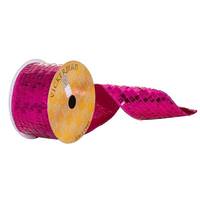 Vickerman 2.5" x 360" Fuchsia Sequin Rectangle Wired Ribbon
