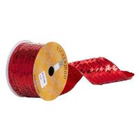 Vickerman 2.5" x 360" Red Sequin Rectangle Wired Ribbon
