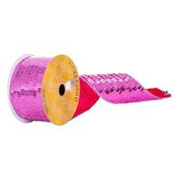 Vickerman 2.5" x 360" Pink Sequin Rectangle Wired Ribbon
