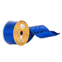Vickerman 2.5" x 360" Blue Sequin Rectangle Wired Ribbon
