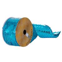 Vickerman 2.5" x 360" Turquoise Sequin Rectangle Wired Ribbon