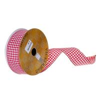Vickerman 1.5" x 360" Red / White Houndstooth Ribbon
