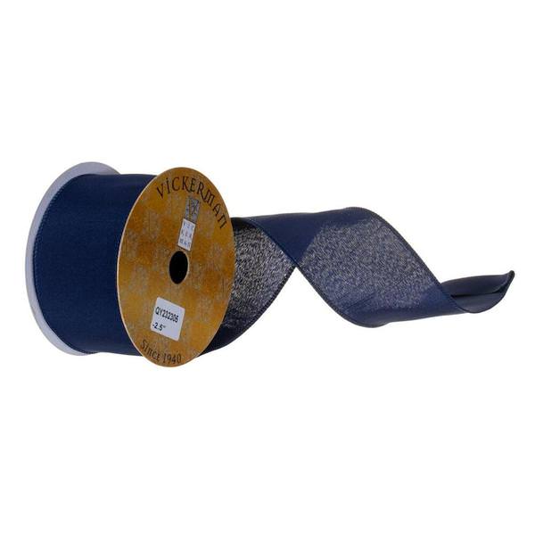 2.5" x 30' Midnight Blue Woven Wired Ribbon