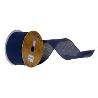 Vickerman 2.5" x 30' Midnight Blue Woven Wired Ribbon