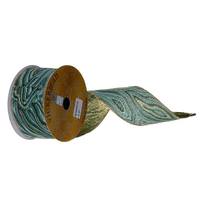 Vickerman 2.5" x 360" Teal Abstract Grain Wired Ribbon