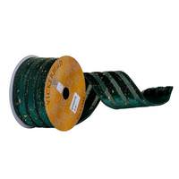 Vickerman 2.5" x 30' Midnight Green Velvet Lines with Gold Splatter Wired Ribbon
