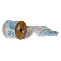 Vickerman 4"X10Y Blue / Pink Paisley Ribbon
