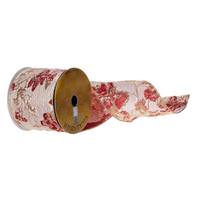 Vickerman 4" x 30' Red / Champagne Abstract Metallic Ribbon