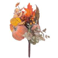 Vickerman 16" Artificial Orange Pumpkin Eucalyptus Pinecone Pick (3 Pack)