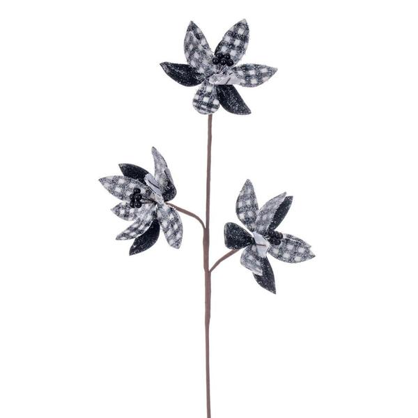 27" Black / White Poinsettia Spray (2 Pack)